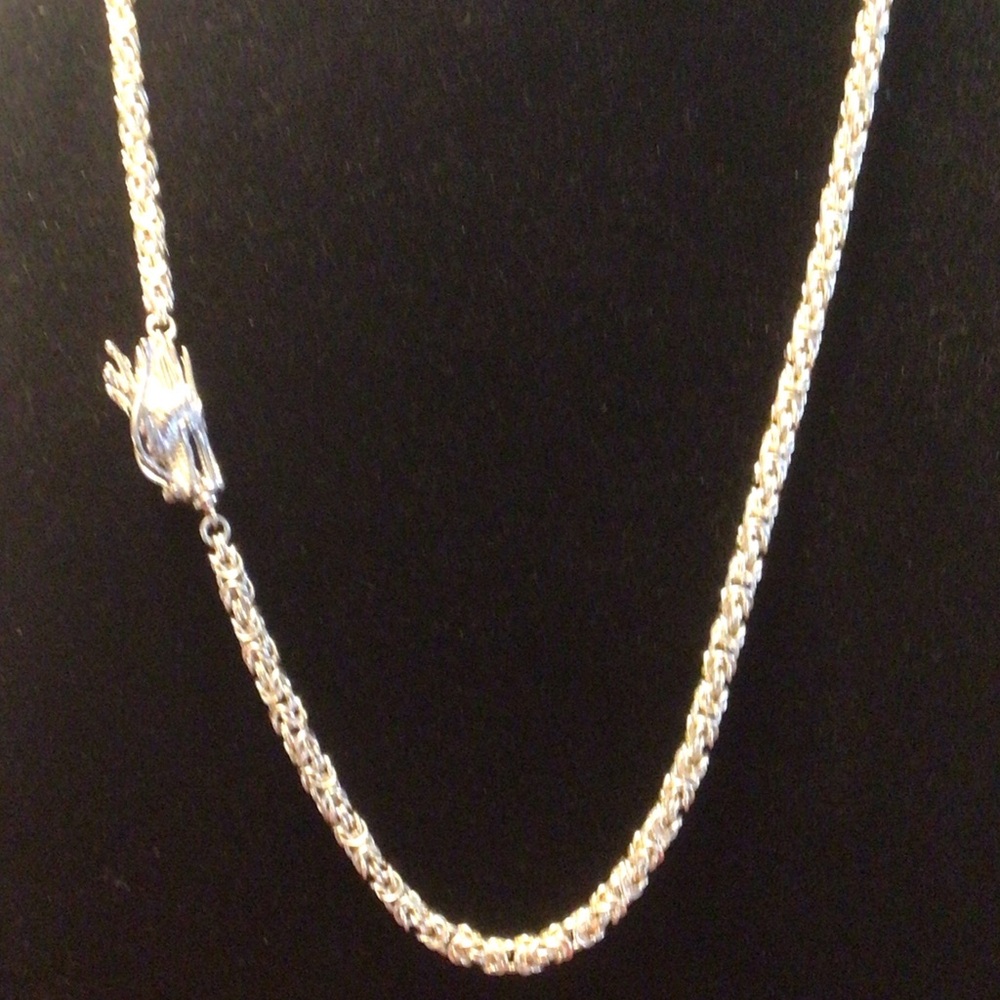 Elegant Sterling Silver Chain Necklace with plated Dragon head clasp